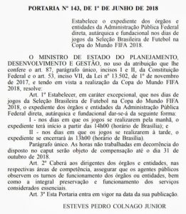 Planejamento estabelece horário especial durante jogos do Brasil na Copa do  Mundo Fifa 2018